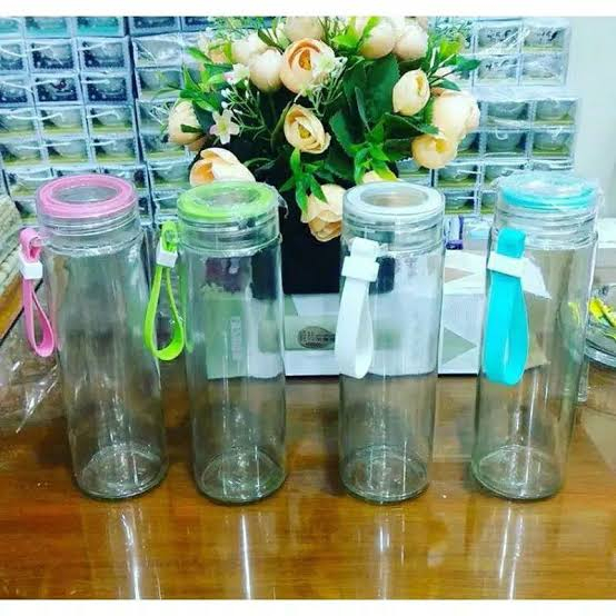 Botol Kaca Slim Bening Beling 400ML Tumbler Glass Termos Air Panas Dingin Souvenir Nikah