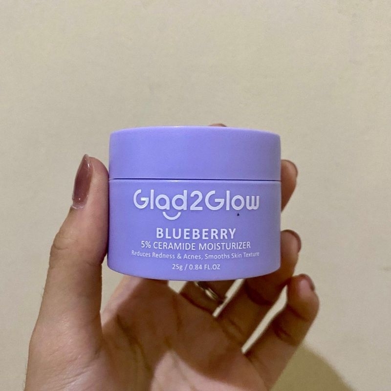 Glad2Glow 5% Blueberry Moisturizer Cream 5x Ceramide Skin Barrier Repair 25g | Pelembab Wajah Pemutih Wajah Facial Moisturizer