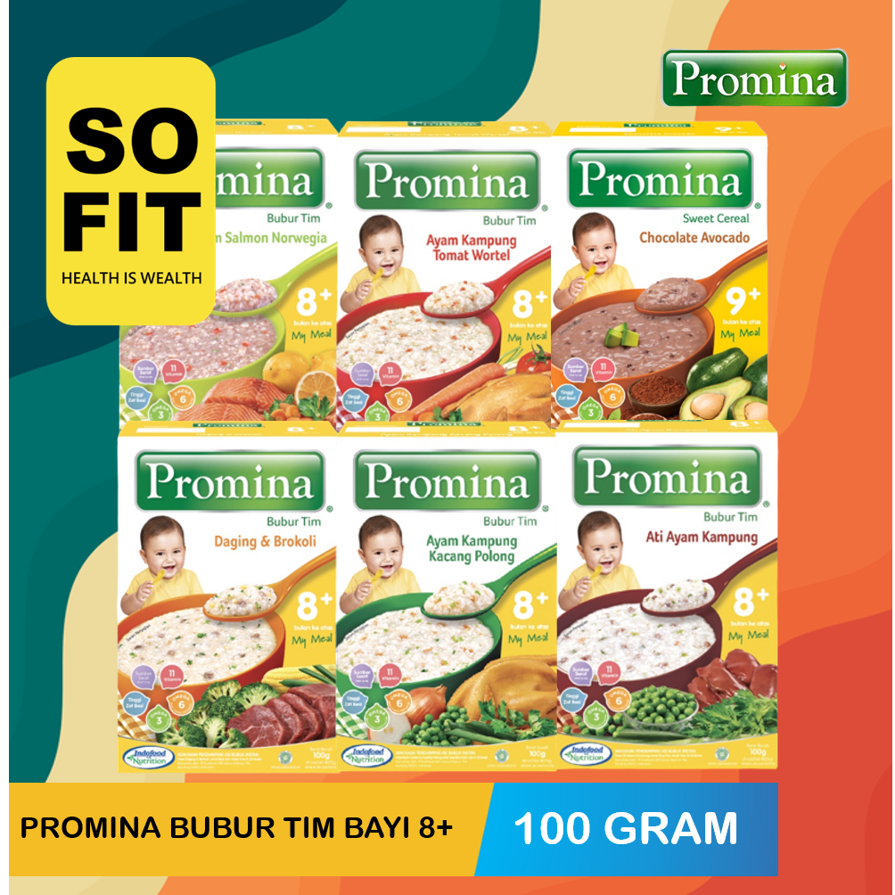 Promina Bubur Bayi 8+ 100gr / Bubur Tim Bayi / MPASI Bayi / Makanan Bayi / Snack Bayi / Cemilan Bayi