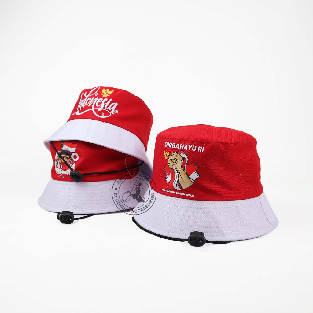 Topi bucket Anak Laki Laki Perempuan sablon Indonesia HUT RI