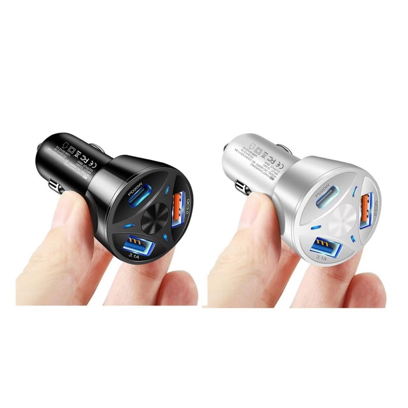 BATOK CHARGER SAVER VIBOX 55W 3in1 2USB &amp; 1 USB TYPE C PD20w Car charger 3port BY SMOLL