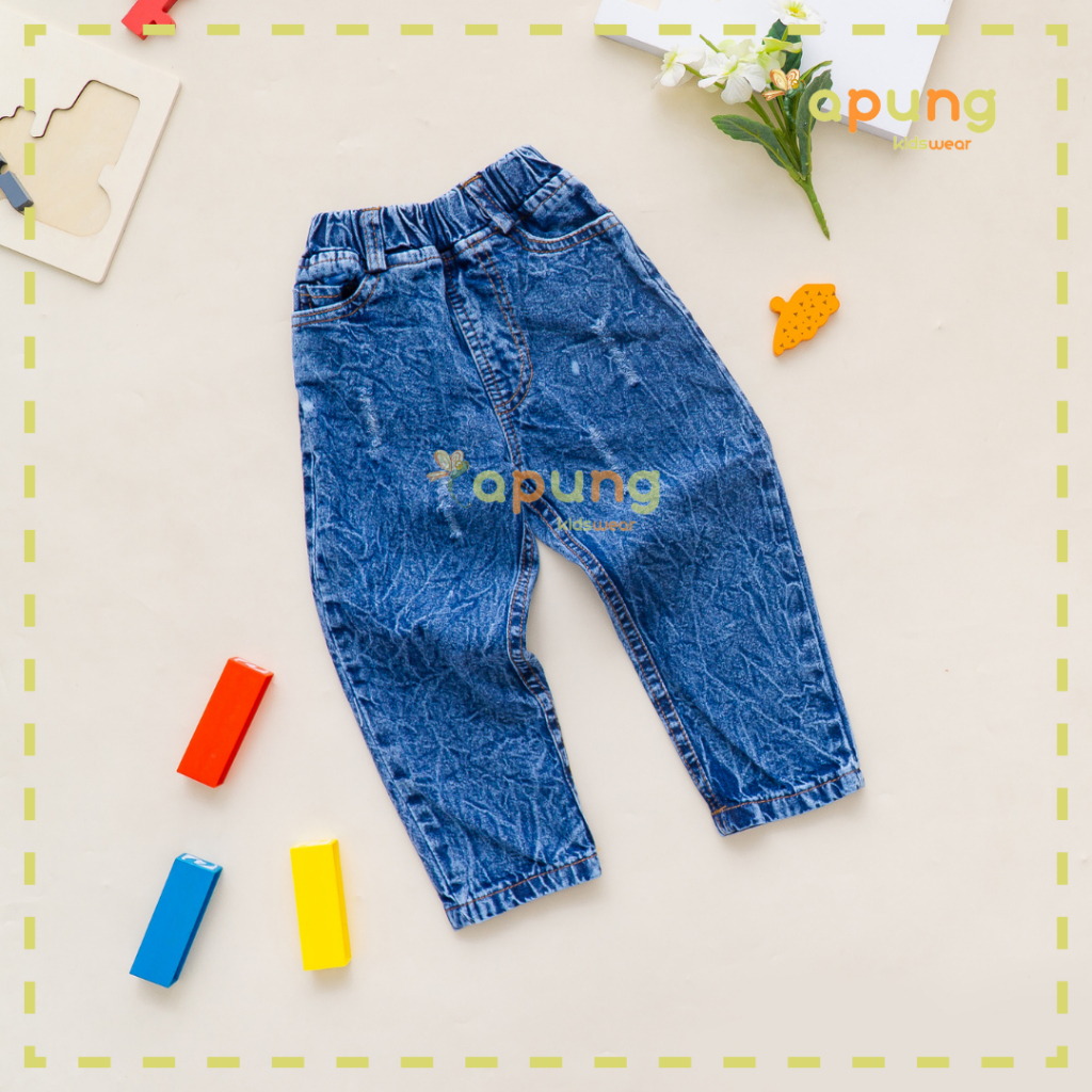 (Capung Kidswear) Celana Jeans Anak Laki-laki Panjang Ripped 1-6 Tahun