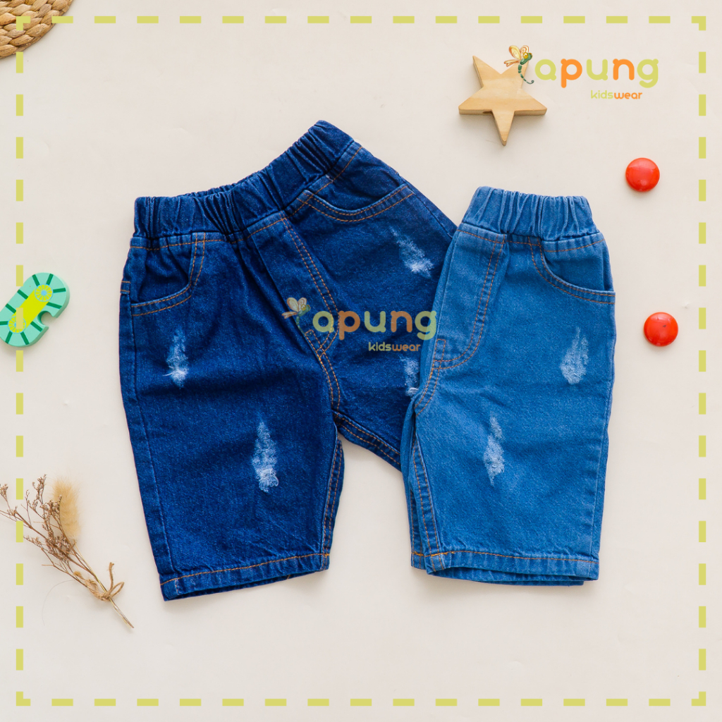 (capung kidswear) Celana Pendek Jeans Ripped Anak Laki-Laki 1-6 tahun