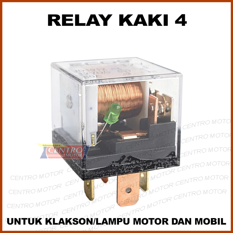 RELAY KAKI 4 UNTUK KLAKSON/LAMPU MOTOR DAN MOBIL