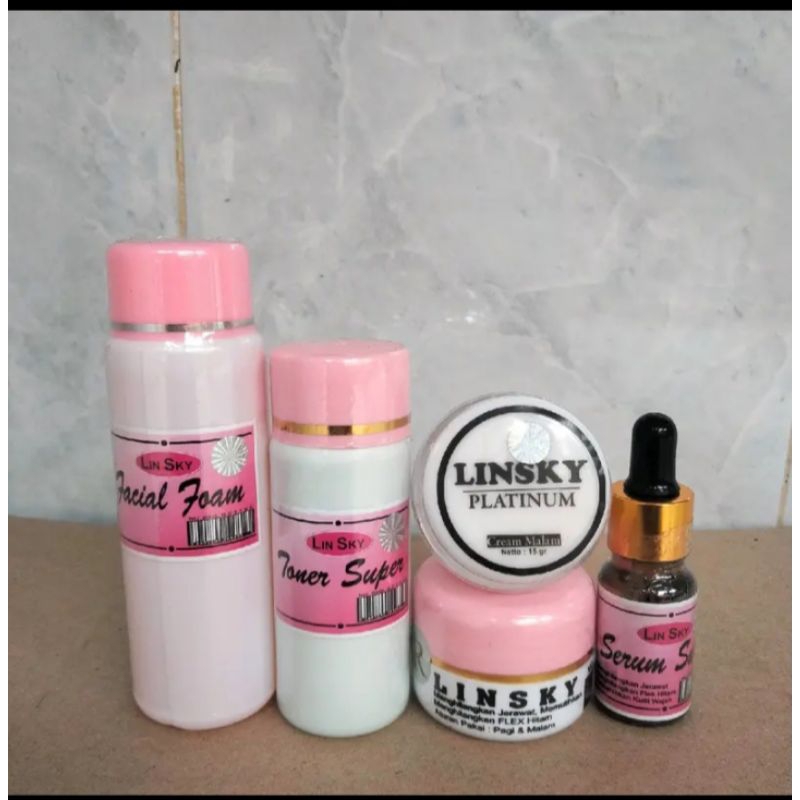 sepaket CREAM linsky pink +platinum buat muka jerawat original bercode
