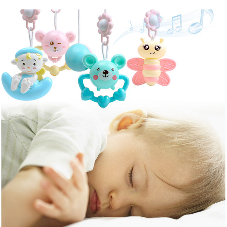 AmazeFan Mainan Gantung Bayi Multifungsi Crib dengan Kontrol Jarak Jauh &amp; Musik yang Menghibur Proyeksi Waktu &amp; Bisa Digigit Bayi Remote Control Bed Bells