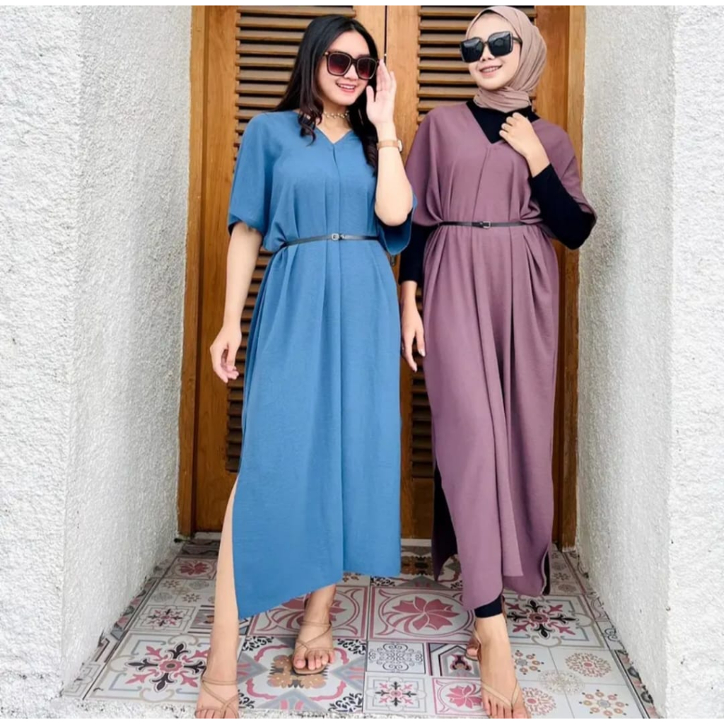 Kaftan Wanita - Zura Top / Gamis Kaftan Elegan / Bahan Crinkle Nyaman di Pakai
