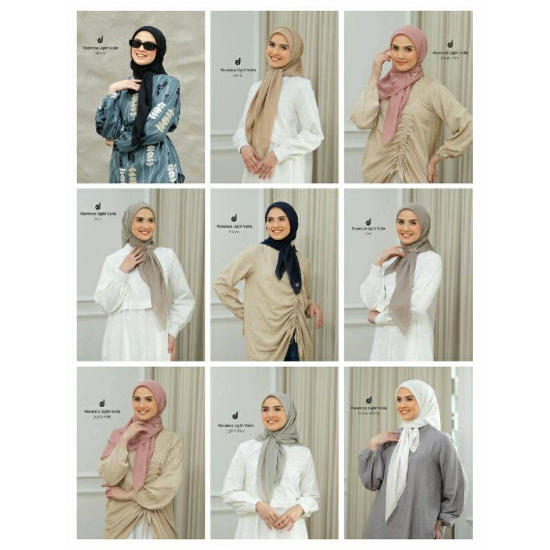 HIJAB DEENAY FLORENCE PLAIN SERIES ( BLACK DUSTY PINK LATTE LIGHT GREY NAVY SNOW WHITE ZINC )