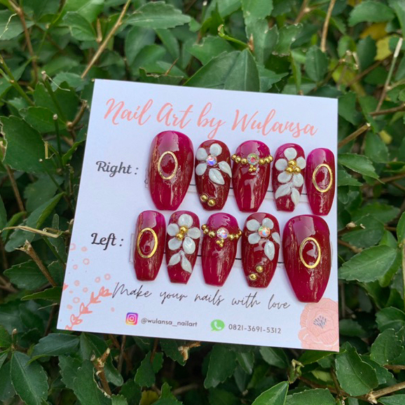 Kuku palsu wedding | kuku palsu maroon | kuku palsu murah