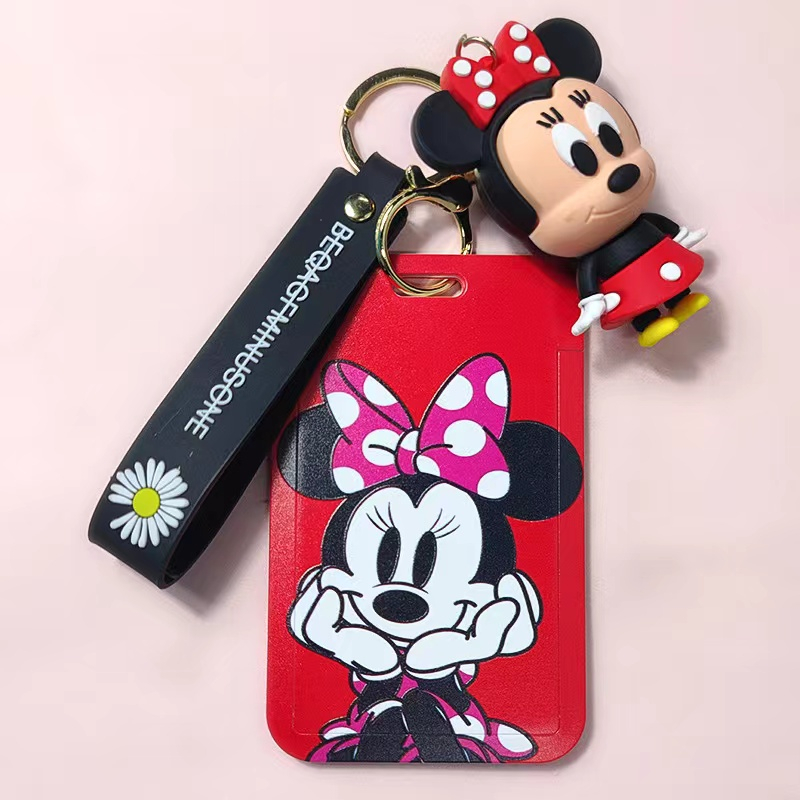 SO Gantungan Kunci + Card Holder ID Card Mickey Minnie Lucu / Gantungan Tas + Card Holder Anak Sekolah Lucu