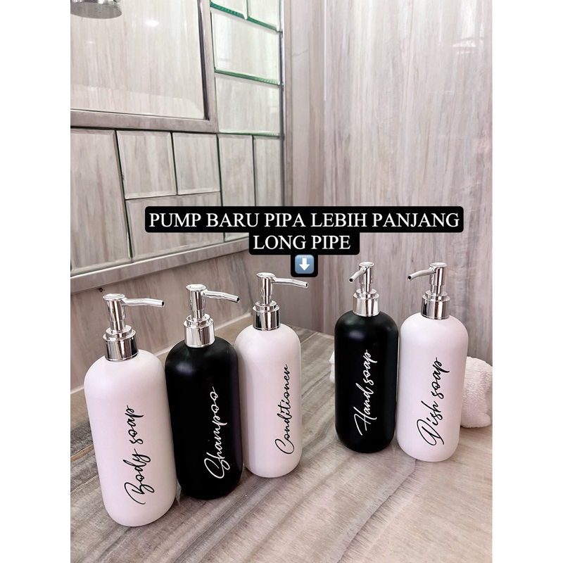 botol DOFF N24 HITAM PUTIH 500ML STIKER SILVER LUXURY LONG PIPE ROSE GOLD . aesthetic bottle refill organizer dispenser liquid hand soap tempat sabun cair pump estetik