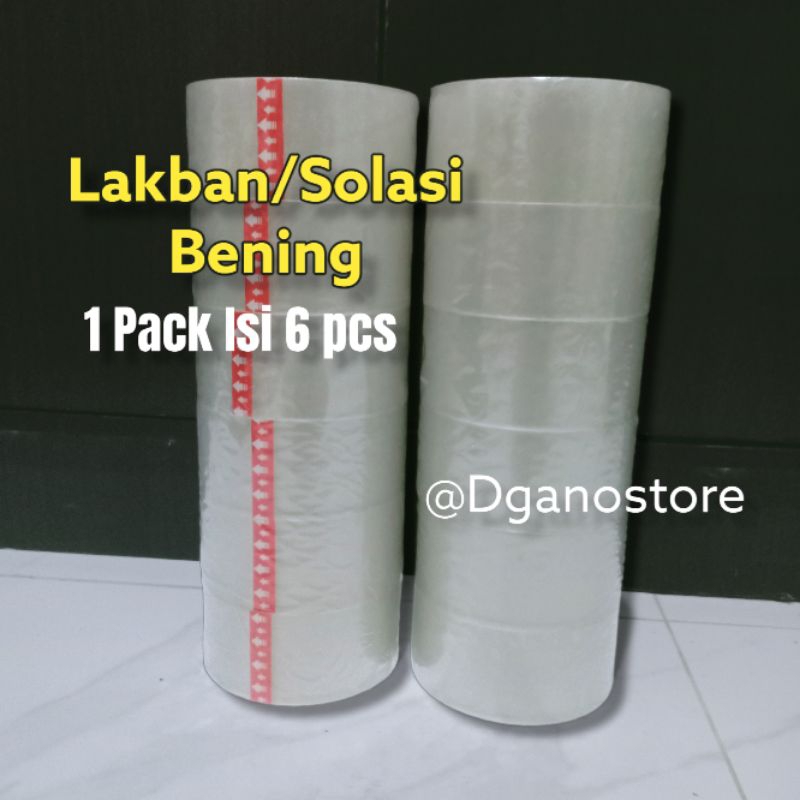 

Lakban / solasi / isolasi bening 1 pack isi 6 pcs lebar 4,5cm