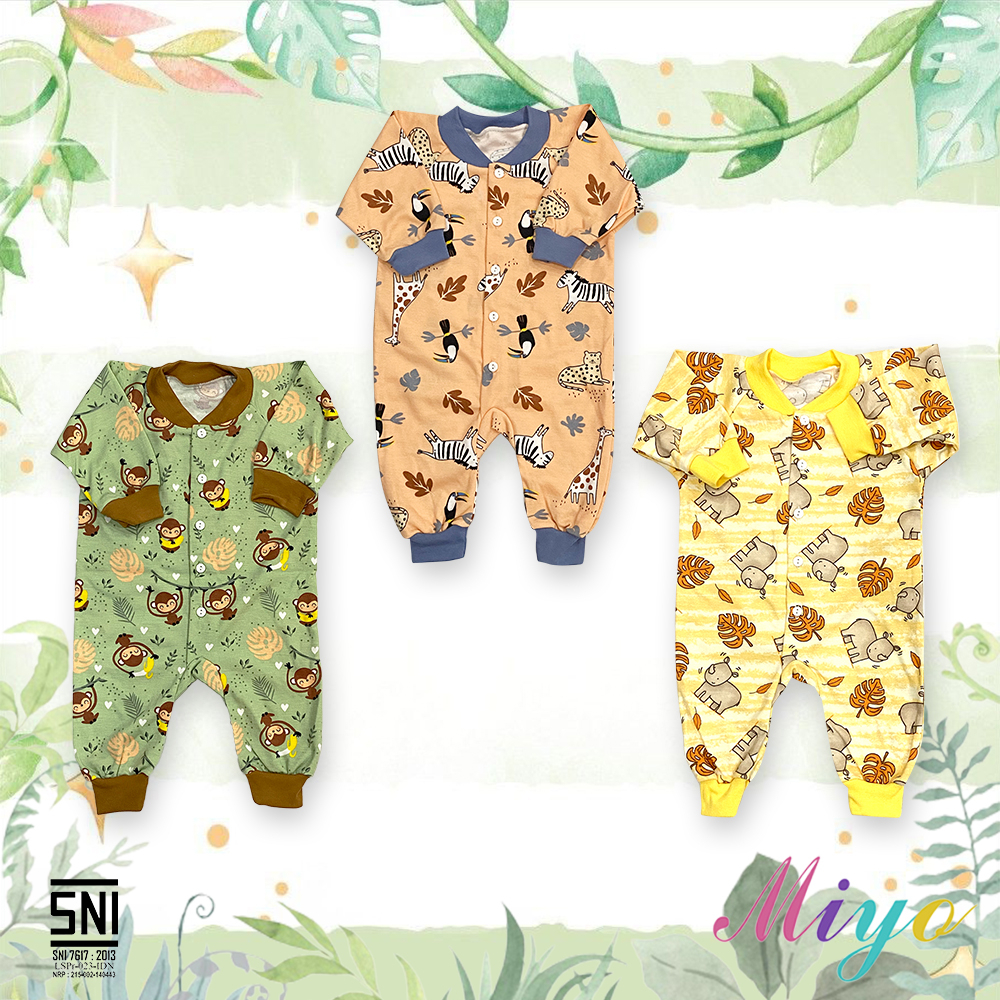 1 Pcs Sleepsuit MIYO MOTIF Baju Kodok Panjang Buka Kaki Size Newborn (0-3 Bln)