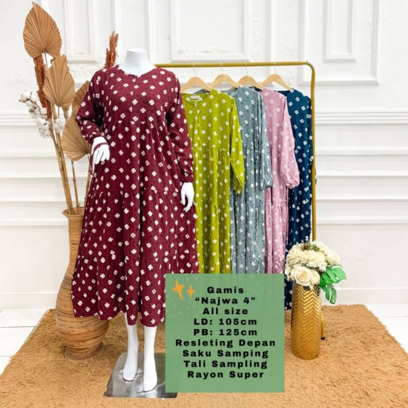 Daster Gamis "Najwa-4" Batik Asli Pekalongan Rayon Super Adem Motif Elegan Kekinian Busui Friendly T