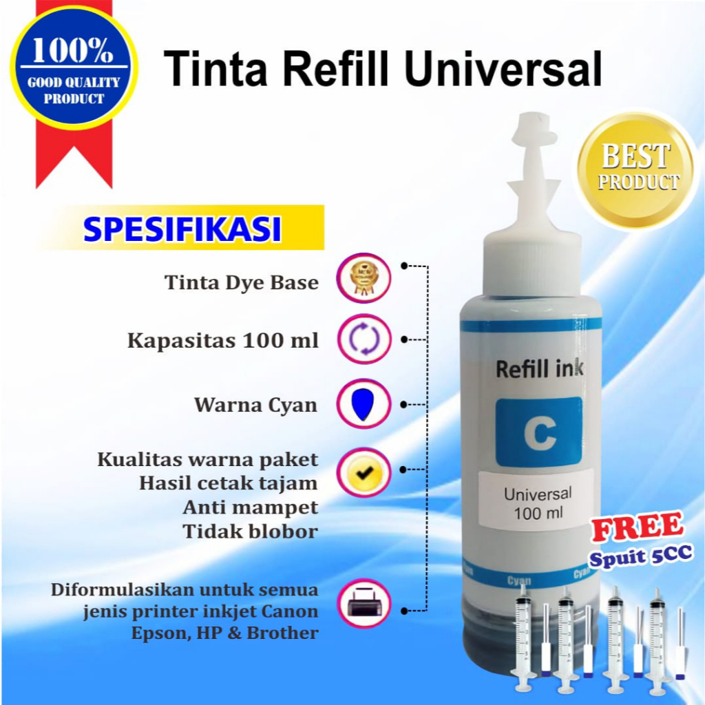 Paket Tinta Refill Canon Plus Suntikan 1 Set