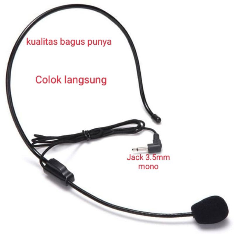 Headset mic jack drat luar colok putar panjang kabel 1m.