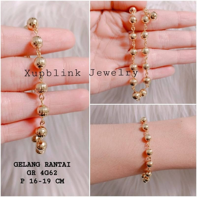 GELANG RANTAI WANITA DEWASA GELANG UKIR BOLA KERINCING BLINK LAPIS EMAS (BISA COD)