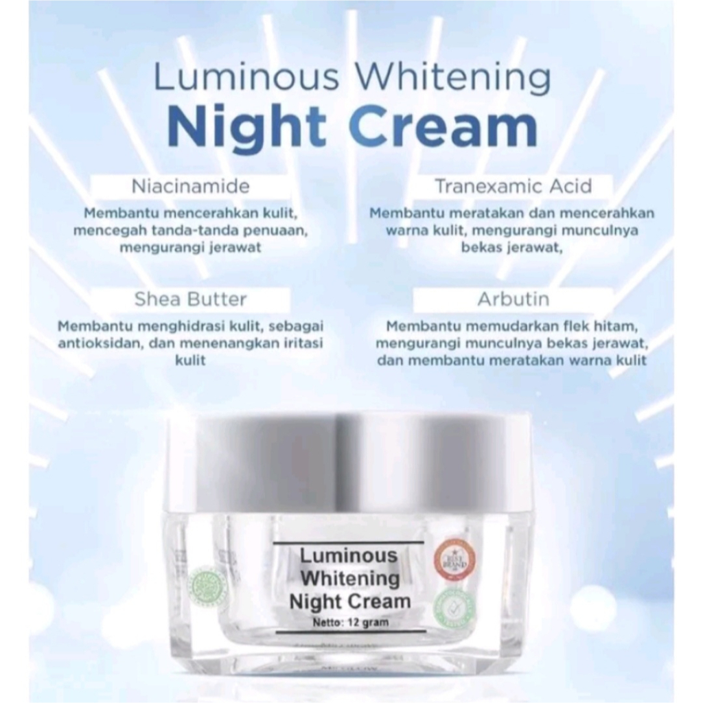 MS Glow Night Cream / Krim Malam MSGlow Whitening Luminous Ultimate Acne White Cell DNA