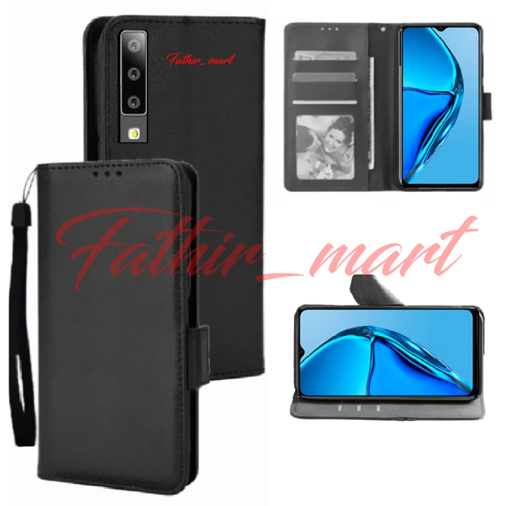 Case Dompet Hp SAMSUNG A750 / SAMSUNG A7 2018  Case Leather Flip case Cover Kulit Casing Dompet