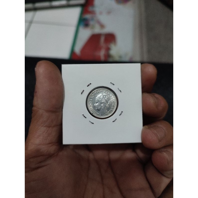 Koin silver wilhelmina 25 cent 1941 original