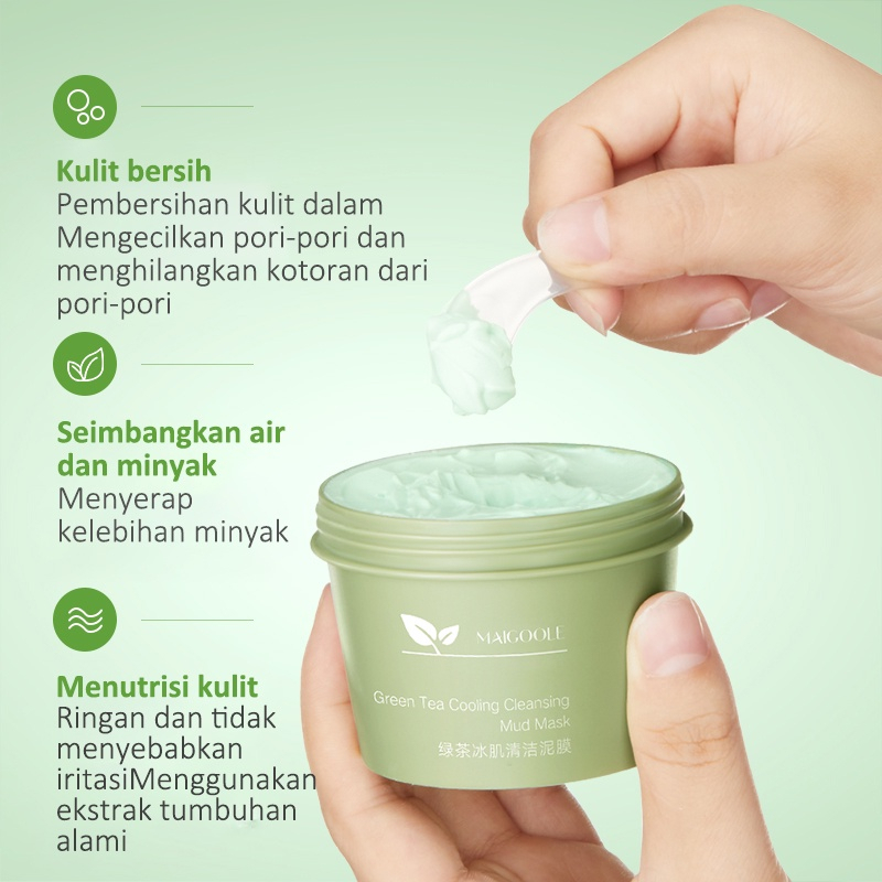 [ORI] Green Tea Clay Mask MAIGOOLE Masker Wajah Masker Komedo Mud Mask