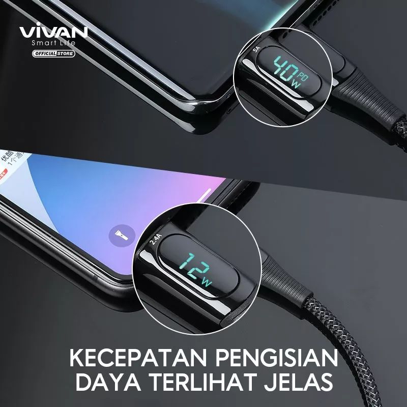 Kabel Data iphone VIVAN VIL100 Lightning Quick Charge Garansi Resmi