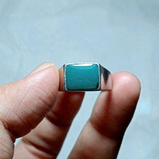batu cincin bacan Doko Mejiko biru keristal minimalis