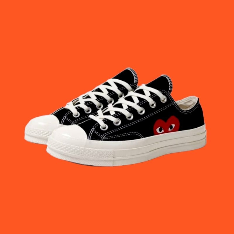 [BISA COD] CONVERSE CDG PLAY BLACKWHITE LOW PREMIUM