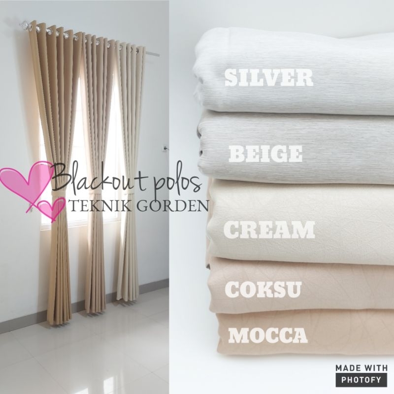 RB Gorden Blackout Blazer Polos PEACH SILVER CREAM Jendela Pintu Minimalis Tirai