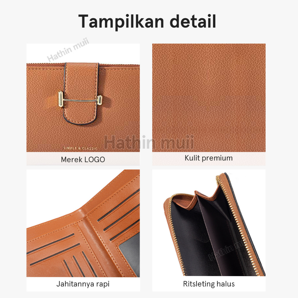 Hathin muii - Dompet panjang impor fashion korea Dompet LipatWanita Lipat Bahan Kulit PU Leather Premium dompet wanitaritsleting