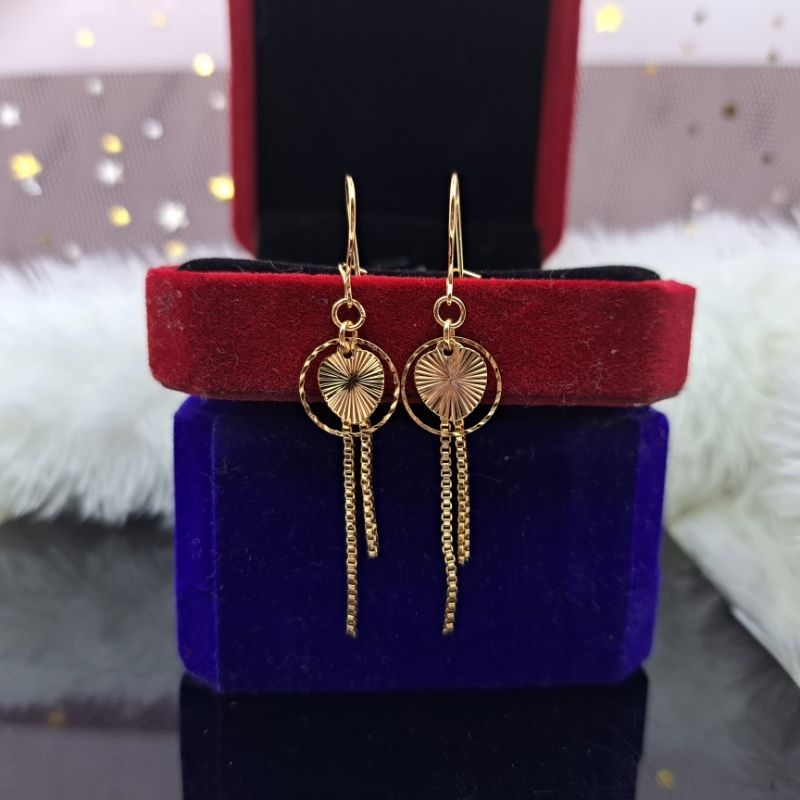 Anting jepit panjang simpel Terbaru yaxiya lapis emas 24k COD