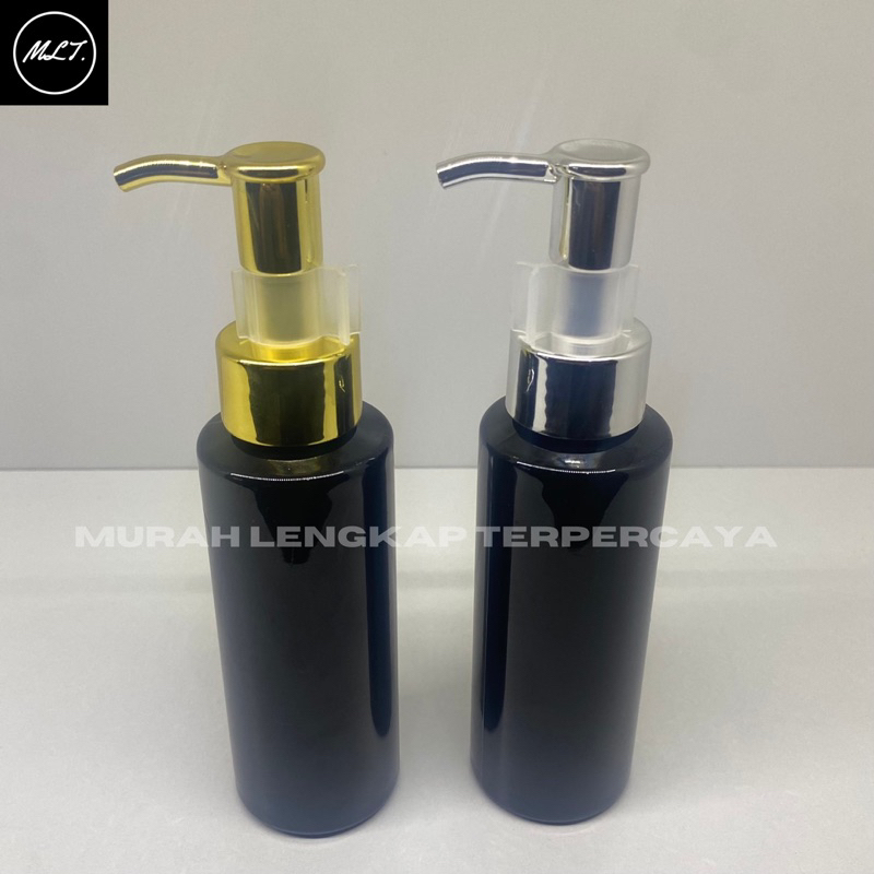 BOTOL RF 100ML HITAM BLACK PUMP CLIP OIL GOLD SILVER LOTION PLASTIK PET RF 100 ML