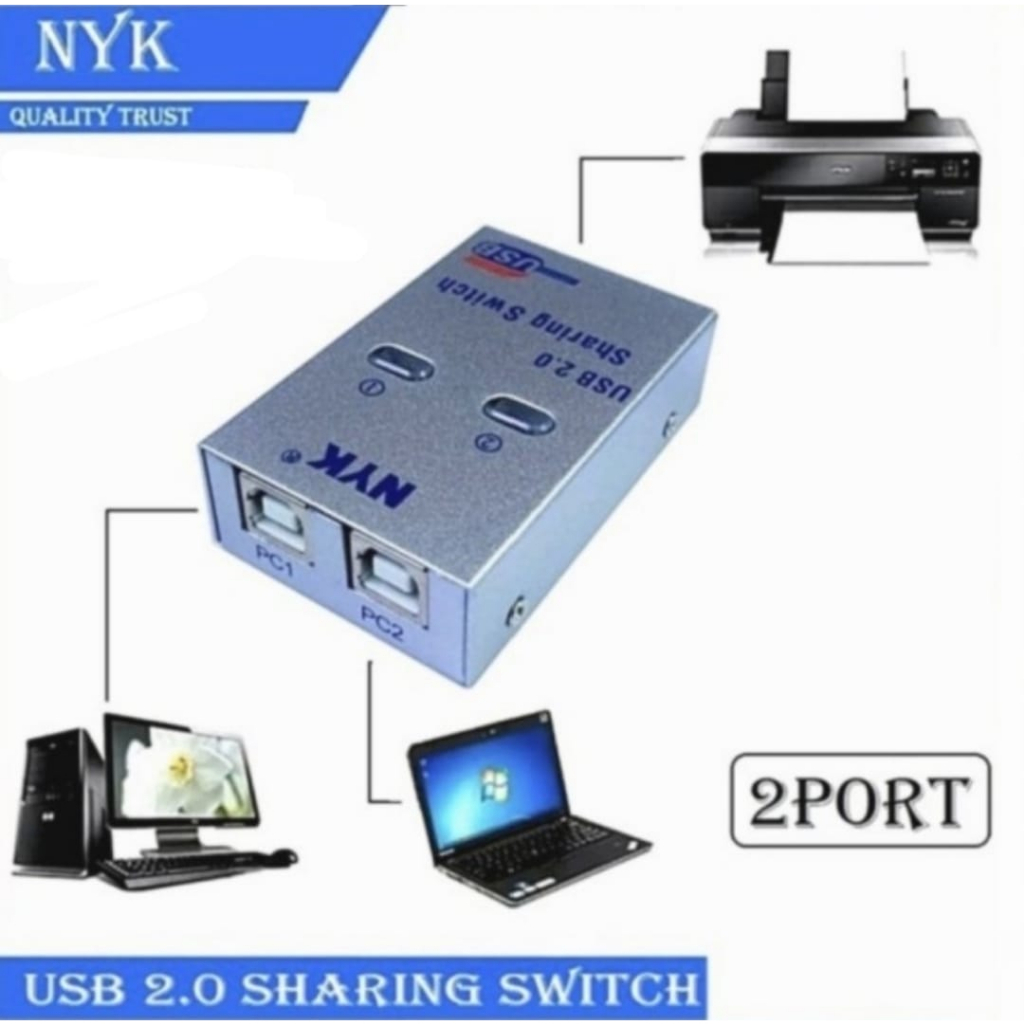 Paket Kabel Printer NYK USB 2.0 Dan Auto Switch Printer NYK 2 Port