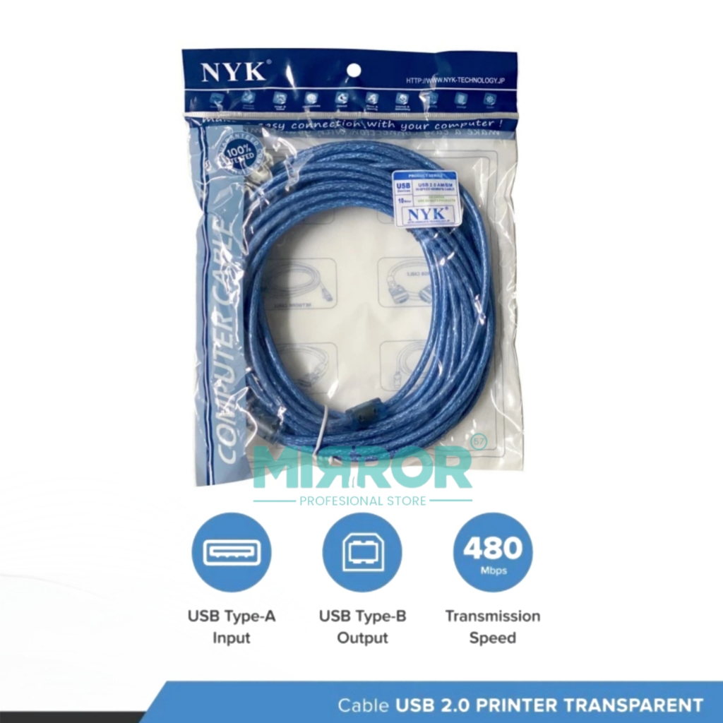 KABEL PRINTER NYK USB 2.0 KABEL USB A TO USB B PRINTER 1,5m, 3m, 5m, 10m