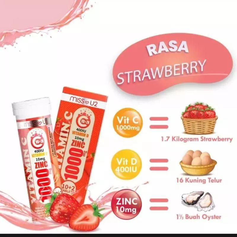 Miss U2 Effervescent Vitamin D zinc dan vit c