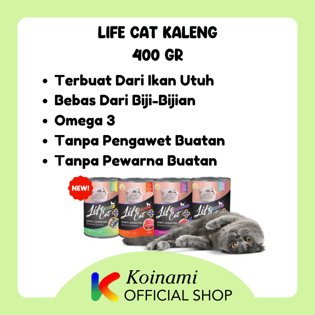 LIFE cat KALENG 400 gram / MAKANAN KUCING LIFE CAT / LIFECAT / PETSHOP