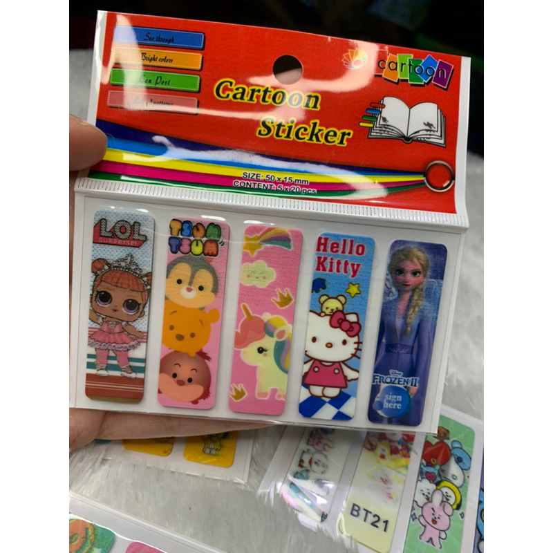 

SPB2 stiker pembatas buku isi karakter kartun campur 100 lembar