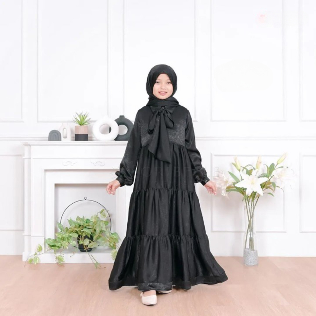 Bajurancak Baju Gamis Anak Tanggung Perempuan Terbagus Kekinian 2023 Usia 10 11 12 13 Tahun Melody Dress Pakaiam Muslim Anak Perempuan Terbaru Bahan Santorini Silk Baju Muslim anak Cewek Kekinian Fashion anak