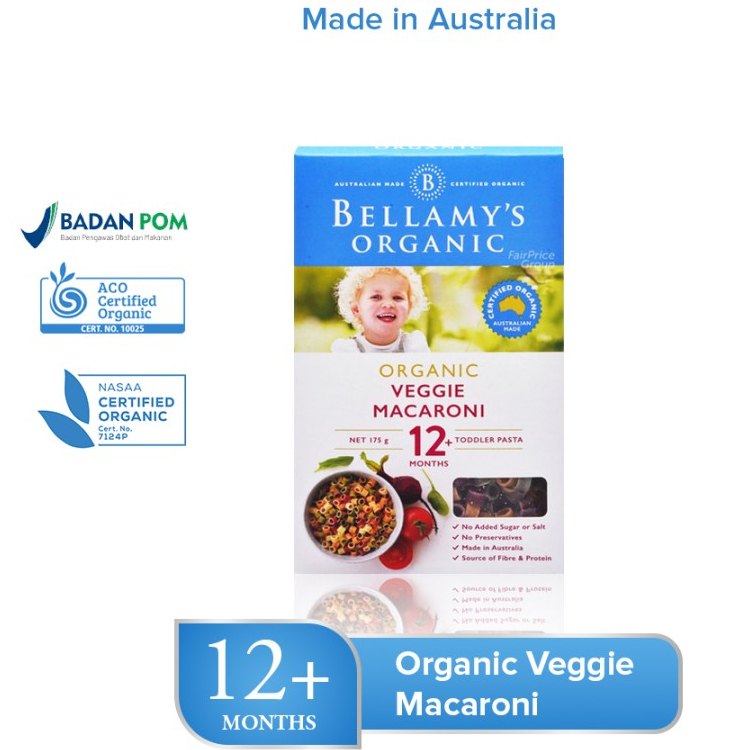 BELLAMYS VEGGIE MACARONI ORGANIK 175G 1 TAHUN KEATAS