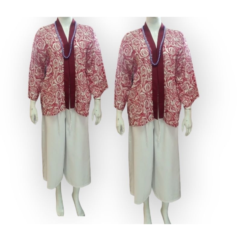 Cardigan panjang batik wanita/outer kantor / atasan batik modern / atasan wanita Paris