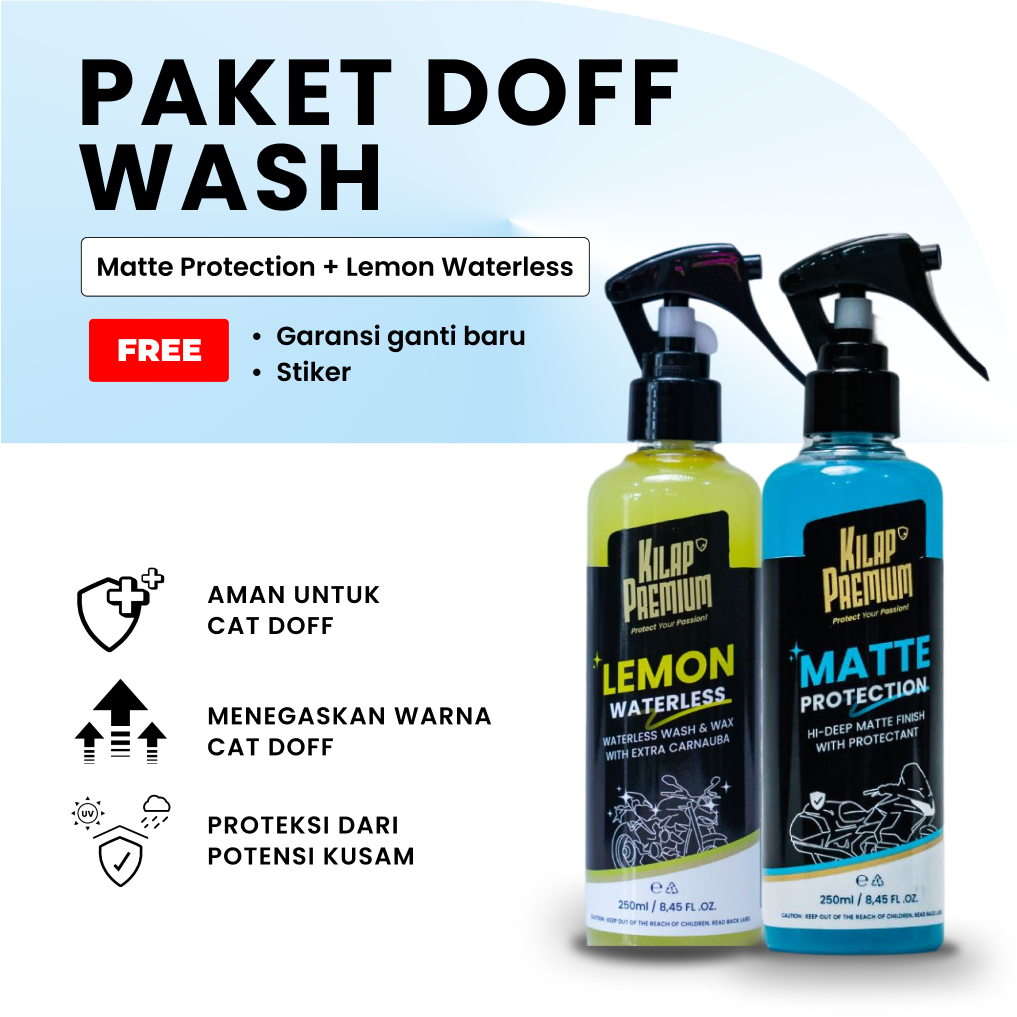 PAKET MATTE PROTECTION 250ML + LEMON WATERLESS - KILAP PREMIUM WATERLESS CLEAN KIT DOFF, PERAWATAN