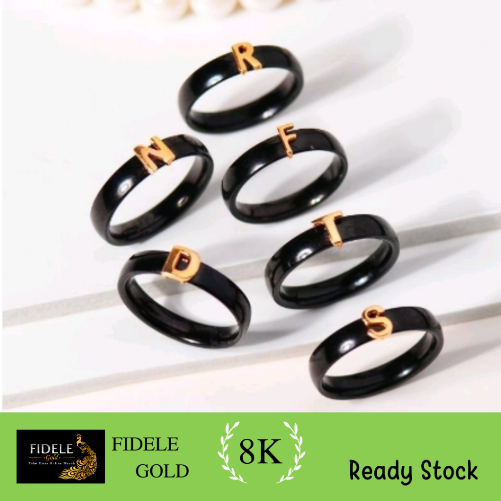 Cincin Keramik Fashion Emas Huruf A Inisial cincin keramik 375 toko surabaya
