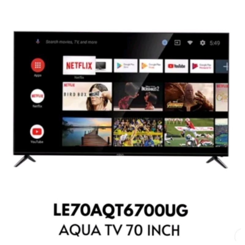 TV AQUA 70Inch Android Smart TV 4K HDR LE70AQT6700UG
