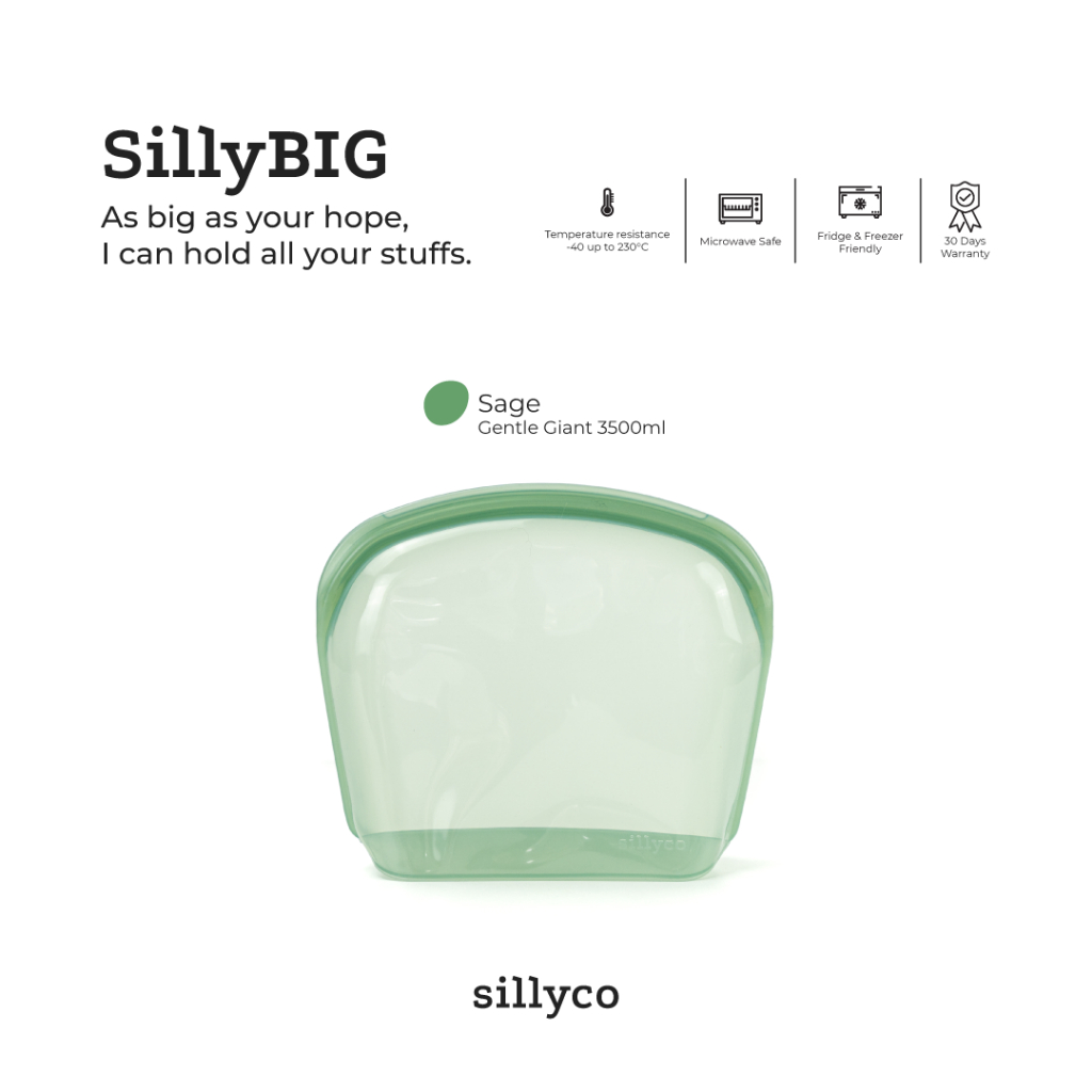 Sillyco - SillyBIG Gentle Giant - Standing Reusable Silicone Food Storage - Sillybag / Sillyup / Silly Up / SillyBig/ Penyimpanan Pompa Asi