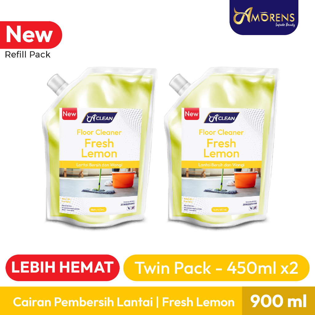 [Twin Pack] PROMO Pembersih Lantai Antibacterial Refill Pack 2x 450ml / FLOOR CLEANER Amorens [450 ml]