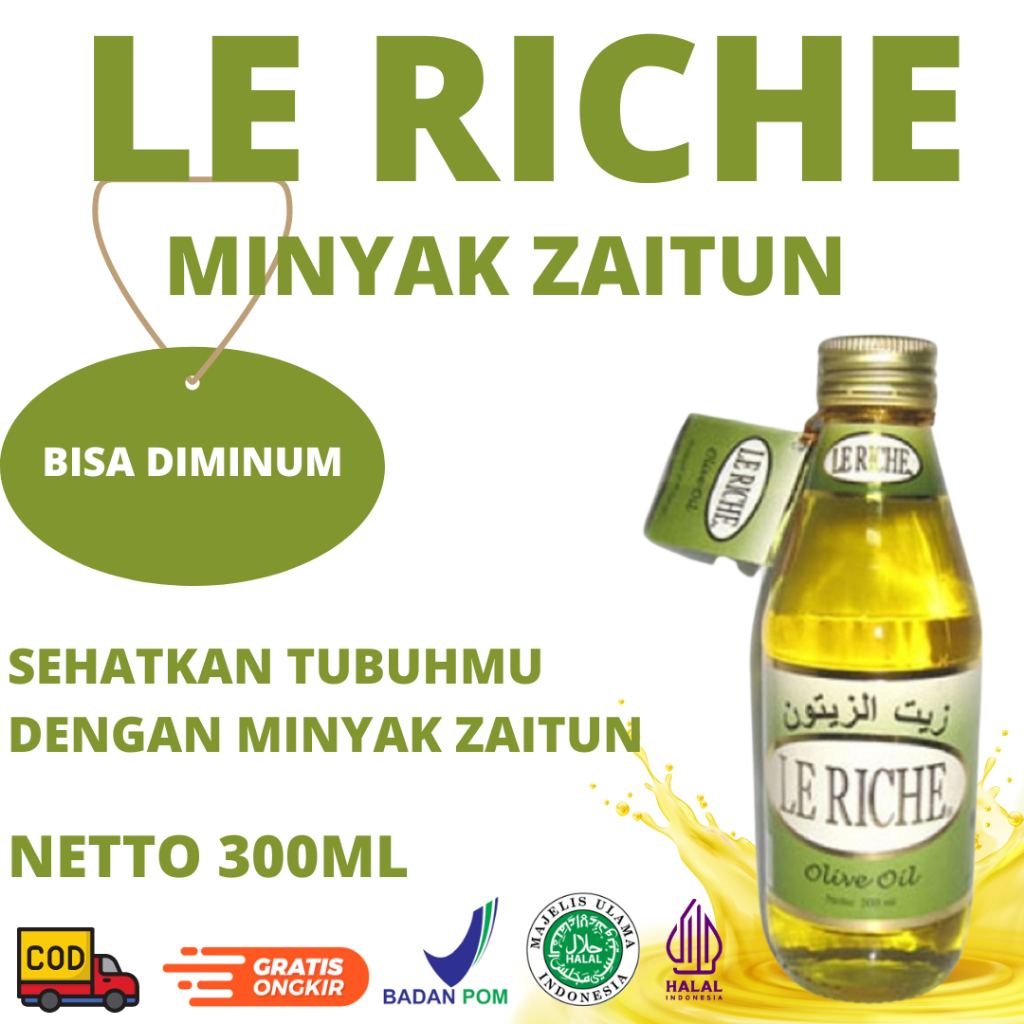 

Minyak Zaitun Leriche Le Riche / Lerichi Olive Oil 300 Ml Original minyak zaitun le riche | Leriche minyak zaitun olive oil 300ml | Minyak Zaitun Selva Extra Virgin 250 ml