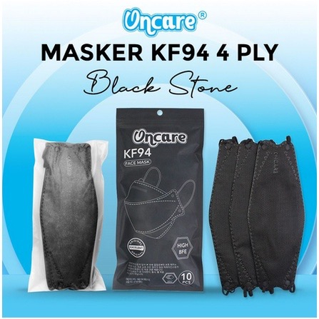 COD-Masker ONCARE KF94 Warna Hitam Putih 4Ply DEWASA Isi 10 pcs per pack