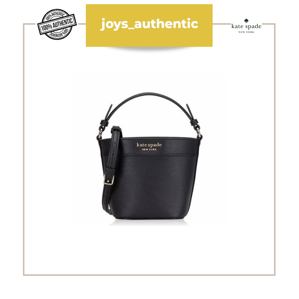Tas Wanita Kate Spade Cameron Small Bucket Bag Hitam Black Leather Woman Bag Authentic Original