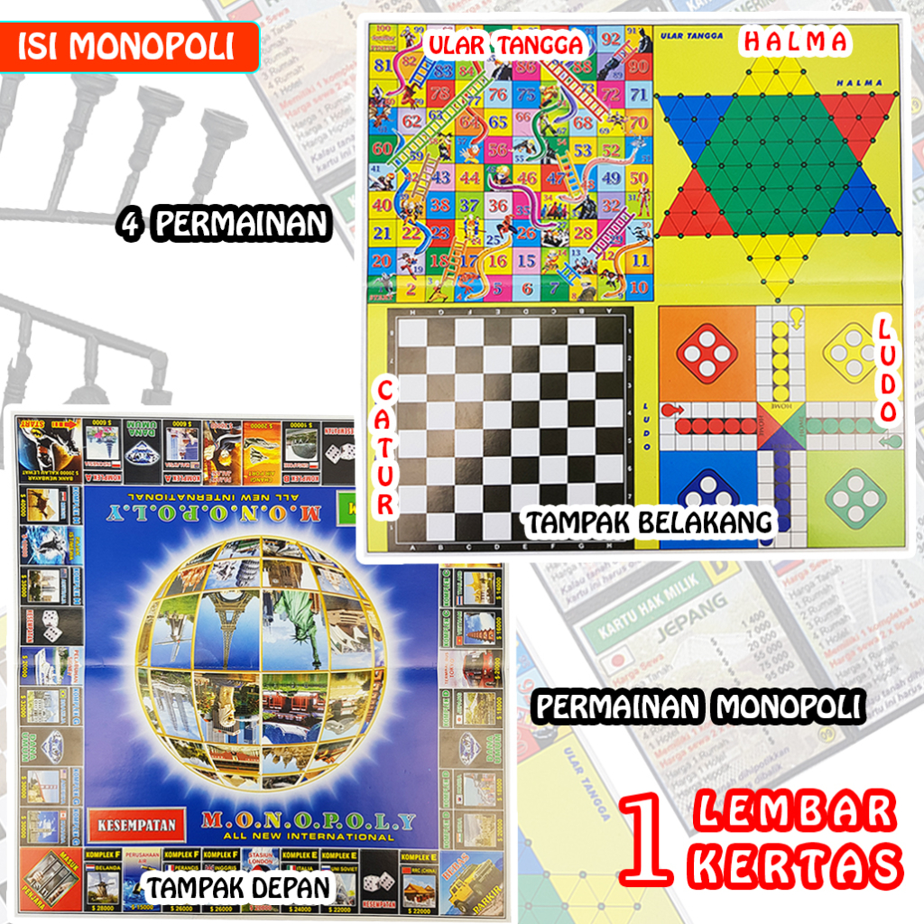 Sekawanmart Mainan anak dan remaja. MONOPOLY 4 in 1 murah. Monopoli murah [7022]