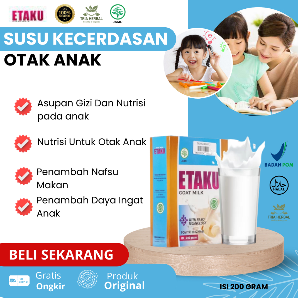 

Susu Penambah Kecerdasan Otak Anak Pintar - Vitamin Penambah Daya Ingat Anak - Nutrisi Pertumbuhan Anak - Meningkatkan Fokus Belajar Anak - Susu Tumbuh Kembang anak Autisme - Susu Penggemuk Badan Anak - ETAKU